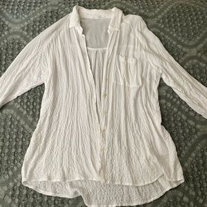White Flowy button down shirt
